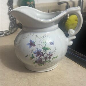 Mccoy White Floral Pitcher